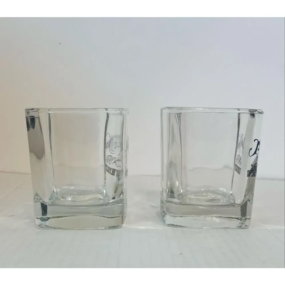 Two Vintage Jack Daniels Tennessee Whiskey Square Rocks/Lowball Glasses